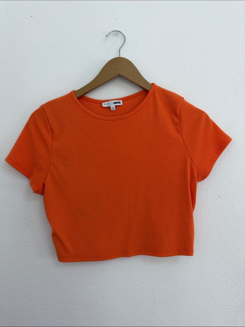 Fashion Nova Bright Orange Ribbed Crop Top